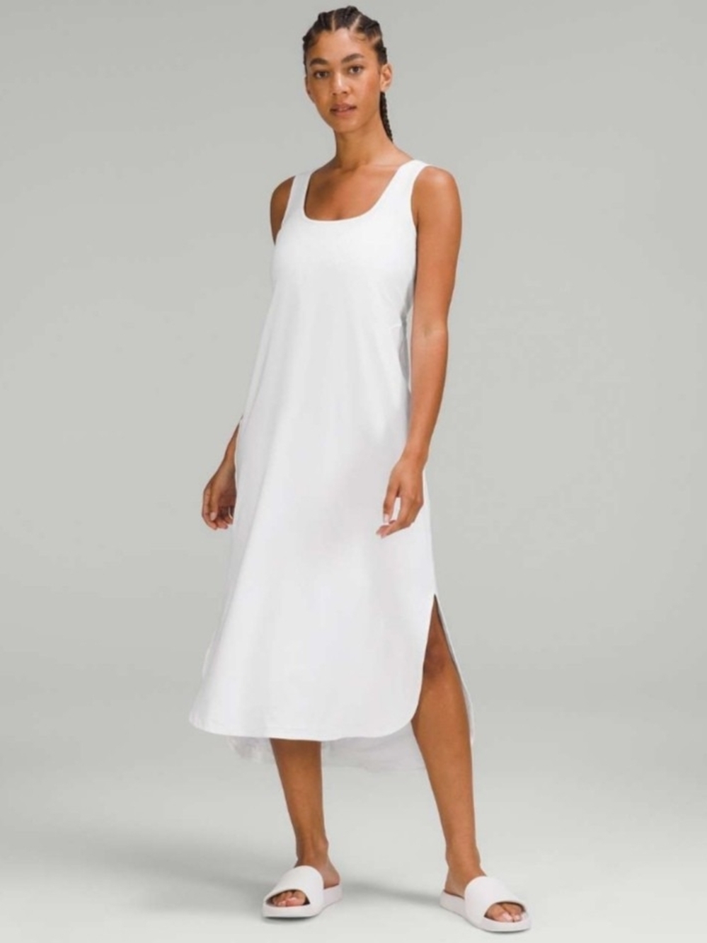 Lululemon Pima Cotton Open-Back Midi DressWhite size 4